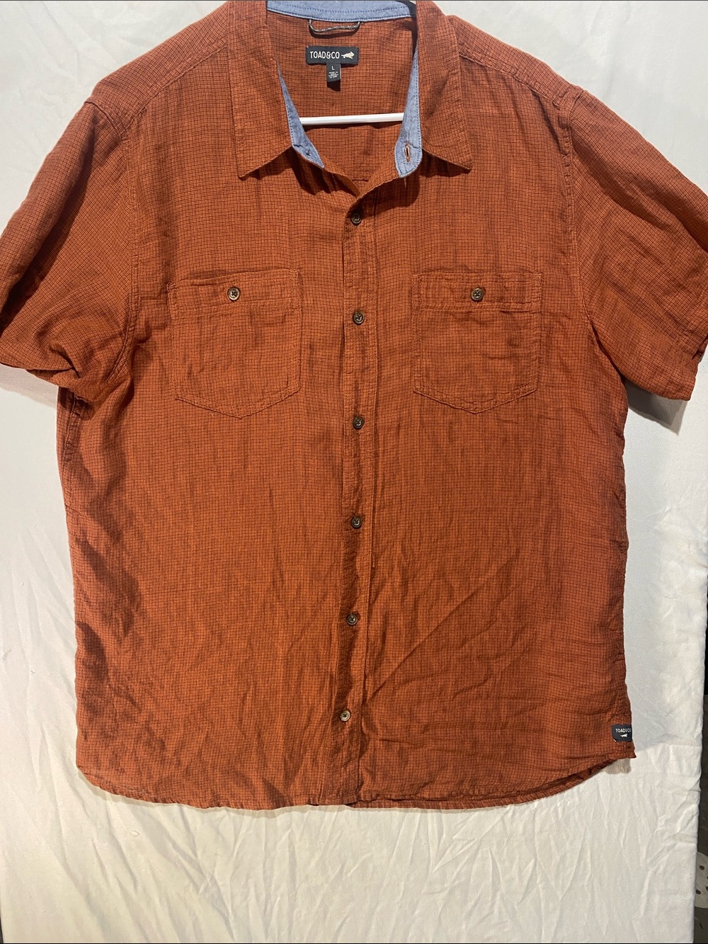 Toad&Co Men's Rust Button-Down Short Sleeve Shirt